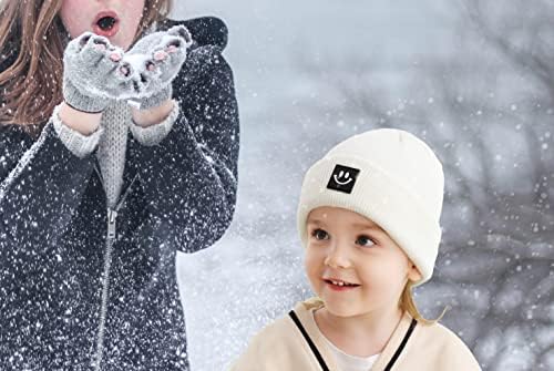 Мини ангел бебе-бена топла зимска капа симпатична смешка, капа за новороденчиња деца момчиња девојчиња 0-8 години, 1/2/3 компјутери
