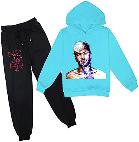 Benlp Wokenday Kids Neymar Jr Loose Cozy Pullover Sweatshirt and Jogging Pantans-Two Piects Tracksuits за девојчиња, момчиња