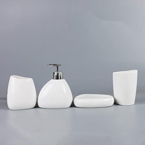 Sawqf Бела керамика додатоци за бања Поставете сапун диспензер за заби држач за четкичка за заби памучна брисеви кутија за миење