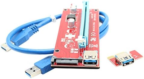 JMT PCIE Express PCI-E Graphics Extender Riser картичка Адаптер картичка 1x до 16x црвена со USB 3.0 кабел за Bitcoin BTC ETH LTC рударство