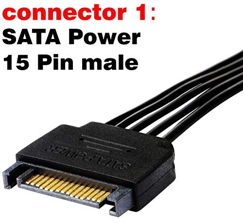 Кабел за продолжување на моќноста на TeamProfitCom SATA, 15 пински SATA до женски адаптер за кабел за напојување за хард диск HDD, SSD 24 инчи