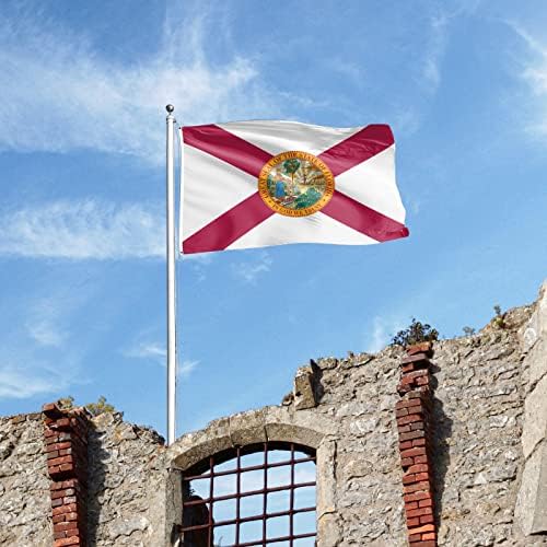 ЗНАМЕ На Државата Флорида 3х5 На Отворено Направено Во Сад-Тешки Полиестерски Везени Знамиња На Државата Флорида со 2 Месинг Шипки и 4 Реда Зашиени, Знаме Со ЗНАМЕ Жи?