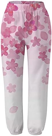 Миашуи лабави женски панталони еластични половини лабави печати права панталони памучни жени половината долги панталони високи женски џемпери