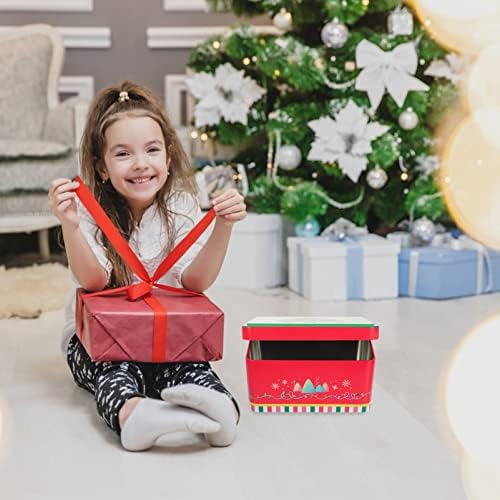 Hemoton 4 парчиња божиќни лименки држач за Божиќни картички калај кутии Божиќни подароци за подароци за подароци за кутии за кутии