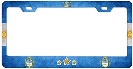 Рамка за регистарска табличка со знаме на знамиња на Аргентина 3 starвезди, сина бела бела рамка за регистарска табличка со метални плочи од