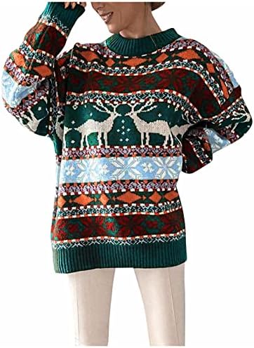 Преголеми џемпери за жени мода женски џемпери плус големина на влечење плетени џемпери врвови случајно топол мек тркалезен врат лабава печати со долги ракави есен