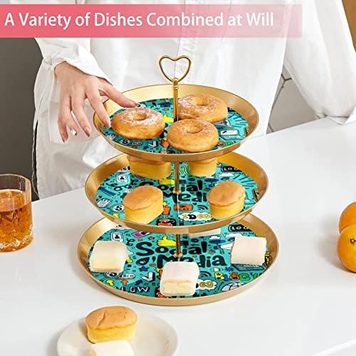 3 нивоа десерт штанд со кекс овошна плоча пластична служба на држач за приказ за свадба роденден за бебиња за туширање чај украси,