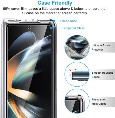 LYWHL [7 во 1] За Samsung Galaxy Z Fold 4 Заштитник На Екранот, [2 Пакет Пред + 2 Пакет Внатре] Epu Заштитник НА Мат Екран СО 3 Пакет Калено Стакло Заштитник На Објективот На Камерата, Ан