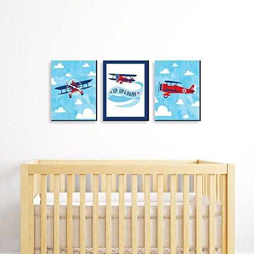 Голема точка на среќата со летање - авион - гроздобер авион бебе момче расадник wallид и украси за деца - идеи за подароци -