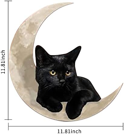 Метал wallиден декор црна мачка и месечина уметност декор, метал знак црна мачка месечина wallид виси црна мачка на бела месечина украс црна мачка месечина виси црна ма