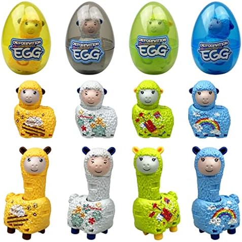 Anditoy 4 пакет џамбо алпака деформација префилирани велигденски јајца со играчки внатре за деца девојчиња момчиња Велигденски подароци Велигденски корпи за полнила