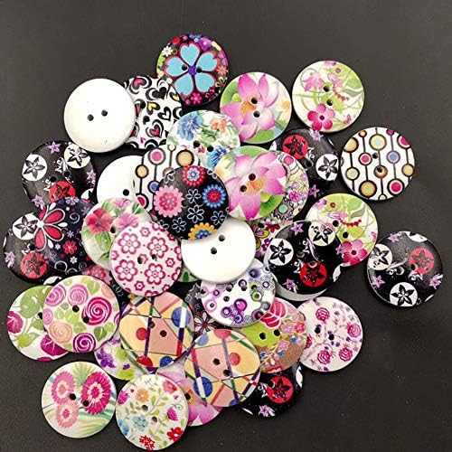 Копче за цветно печатење во 100 парчиња 2 дупки Дрвени копчиња DIY шиење занаетчиски занаетчиски декор за дома - мешајте боја