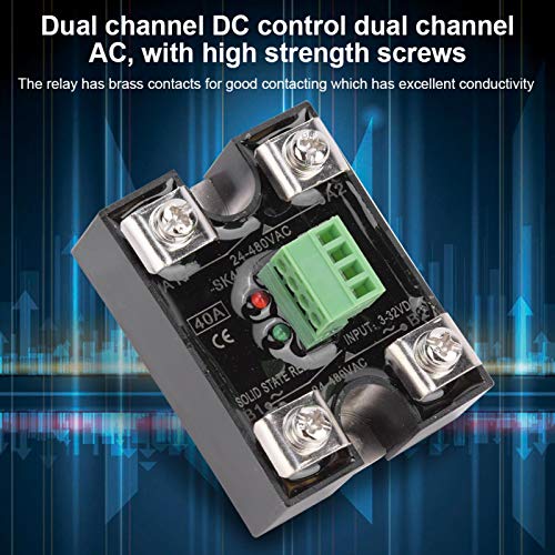Fafeicy Berm Solid State Relay, SSR 24-480VAC Dual Channel DC Control Dual Channel AC единечна фаза реле, реле