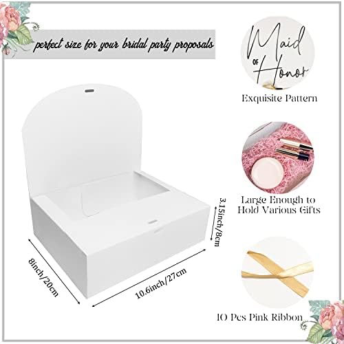 Wluseaxi 10 пакет Bridesmail Propospool Box Set со панделка, слугинка на честа предлог -кутија Матрон на честа деверуша кутии за подароци за