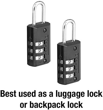Master Lock 646t Поставете своја комбинирана заклучување на багажот, 2 брои, црна и 647D комбинација со катанец, 1, црна