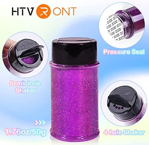 Htvront Holographic Extronty Fine Glitter, 50G/1.76oz Виолетова сјај, 1/128 0.008 0,2мм фино сјај за занаетчиски уметности во смола,