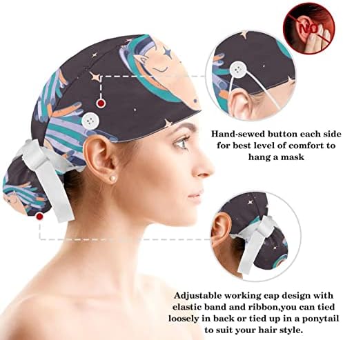 Muooum Medical Caps Прилагодливо работно капаче со копчиња и лак за коса, подводна светска fishвезда