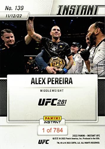 2022 Panini Instant UFC 139 Алекс Переира Дебитантска картичка - само 784 направени!
