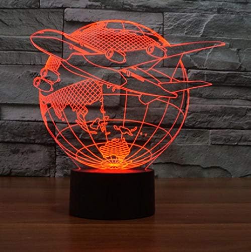 3Д предводена табела за ламба илузија Шарен допир Летање надвор од Азија ноќен светлосен авион и Земја USB табела за ламба Акрилик 3Д