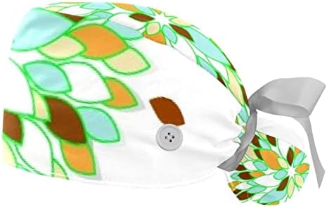 Мерсов Цвет зелена работна капа со копче и џемпери, 2 пакувања за еднократна хируршка хирургија, држач за конска опашка, мулти -боја
