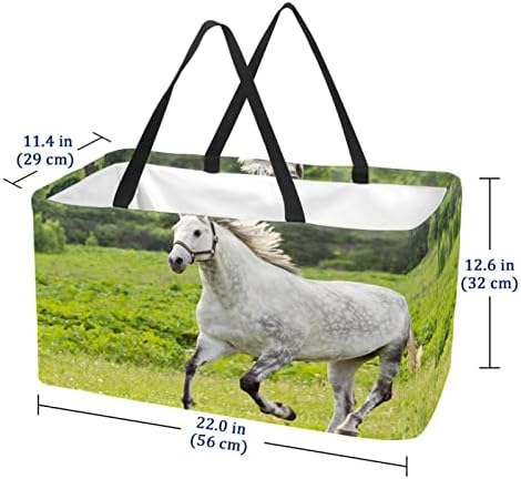 Кошница за еднократно шопинг бел коњ преносен преклопен пикник намирници кеси за перење алишта за торба за торба за купување тота