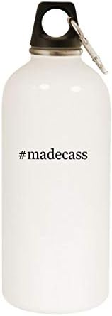 Моландра производи madecass - 20oz хаштаг не'рѓосувачки челик бела вода шише со карабинер, бело