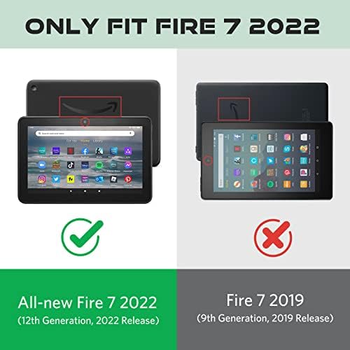 COBAK Case за сите нови Kindle Fire 7 Tablet 12 -та генерација - Премиум PU кожа Тенок преклопување штанд Шел школка повеќе агли на гледање Покријте