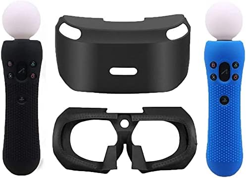 Џејамер 3д Стакло Заштитно Силиконско Куќиште За Кожа Штит За Очи ЗА Psvr Ps VR Слушалки+ 2 парчиња Силиконска Заштитна Футрола За Кожа За Sony PS VR Контролер За Движење На Д