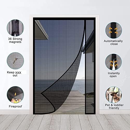 Реверзибилна лева или десна страна отворање на врата од магнетски екран, тесен издржлив фиберглас мрежен завеса за завеси бесплатни за внатрешен двор, спална соба,