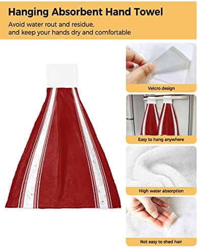 Денот на вineубените бели шари бургундска црвена висечка вратоврска за кујна бања, 2 пакувања издржливи абсорбенти рачни крпи заштитени