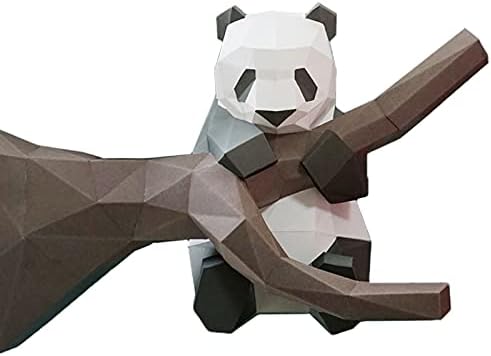 Wll-dp panda на дрвото DIY модел на хартија геометриска хартија скулптура 3Д хартија играчка хартија рачно изработена оригами wallидна