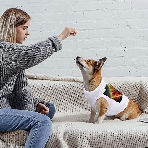 Калеидоскоп шема за кучиња резервоар - цветна маица за кучиња - Облека за кучиња за кучиња - Бела, С.