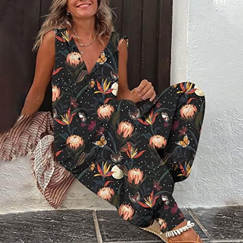 MTSDJSKF Студио Ском комбинација женска летна шема печати ретро работа панталони со џебови со преголема лабава качулка