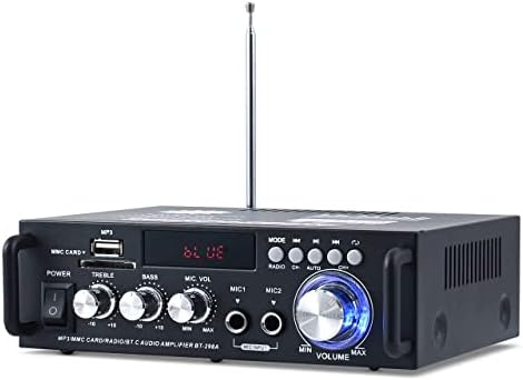 Кајнел 298А Безжичен Bluetooth 5.0 Стерео Аудио Засилувач, RMS 40Wx2, Max 300Wx2 Двоен Канал Засилувач На Звук приемник w/USB, SD Картичка, FM Радио Домашни Звучници Театарски Систем Дал