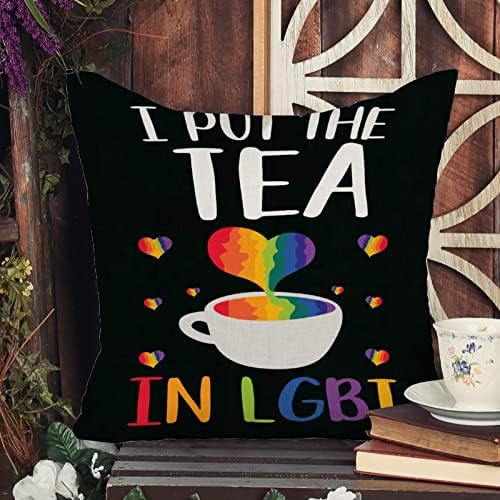 Го ставам чајот во ЛГБТ фрлање перница за романтична перница случајно виножито гордост геј лезбејка ист пол ЛГБТК Перница на
