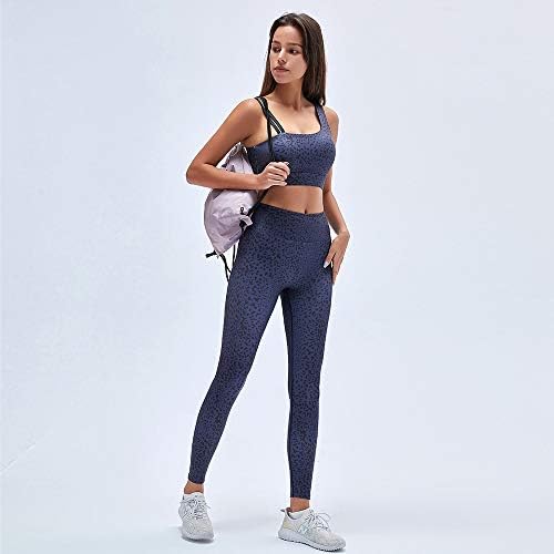 Uxzdx cujux јога постави еластични женски спортски хеланки и врвни фитнес фитнес костуми за фитнес панталони за вежбање на леопард