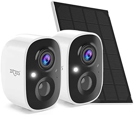Безбедносна камера со соларна енергија Dzees, безжичен WiFi, 1080p во боја ноќна визија надворешна камера, безжичен систем за безбедносни камери за дома со соларен панел, ?