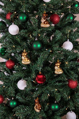 Умен креации Фокс Божиќен украс сет од 4 парчиња, разнишан празничен декор за новогодишни елки, кафеави и злато