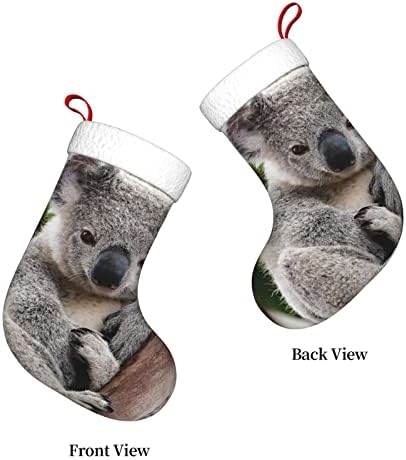 Yilequan 18 инчи Божиќни чорапи класични чорапи, симпатична коала, за семејни празници за Божиќни забави