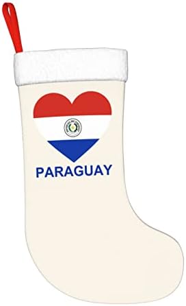 QG ZZX Love Paraguay Божиќно порибување Божиќни чорапи камин виси чорап 18 инчи за одмор