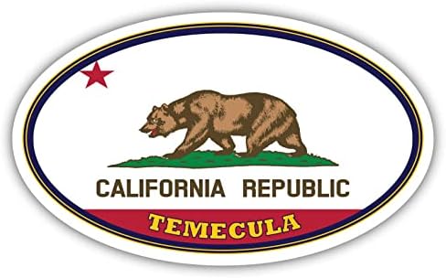 Темекула Сити Калифорнија Државно знаме | Калифорно знаме Риверсајд округот овални државни бои на налепници на налепници на