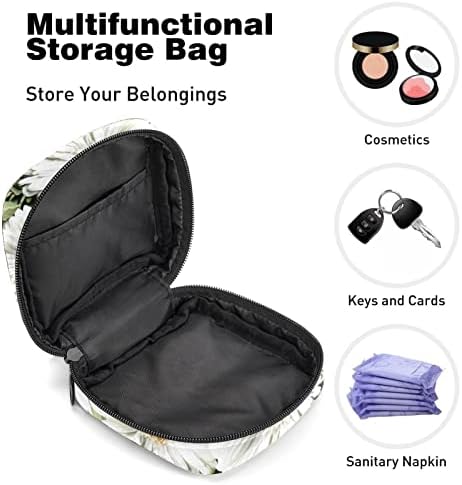 Торба за складирање за санитарни подлошки за салфетка, торбичка за менструална чаша, организатор на торби за периоди за женски тампони, бели