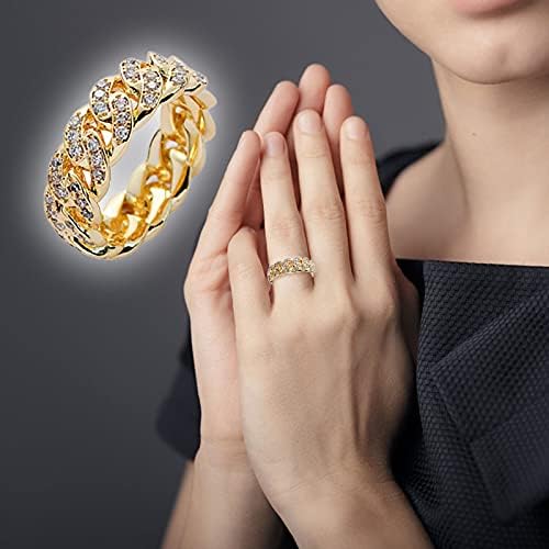 Womenените ветуваат прстен моден кубански хип-хоп цирконски ланец прстен целосен вметнат легура на легура на легури за ангажман за ангажман на прстени за жени