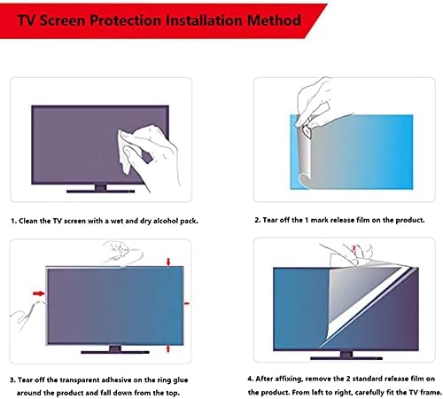 Заштитник на телевизискиот екран на Келунис против сјајот, анти-сино светло филтер за заштита на очите, сина светлина заштитен панел за 32-75 инчи ТВ, без меурчиња, 46 ??