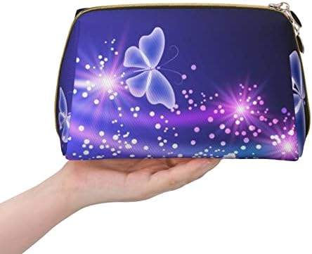 Прекрасна Виолетова Пеперутка Кожа Патување Козметичка Торба Дами Козметичка Торба Голем Капацитет Козметичка Торба Девојки Убавина Патент