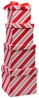 4 кутии за божиќни подароци Кенди трска Божиќни гнездење со капаци во 4 избрани големини за декоративно завиткување на празници