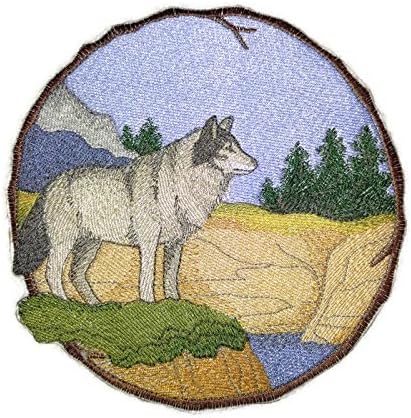 Надвор од природата ткаени во навои, неверојатно животинско царство [прошетка во шумата волк] [обичај и уникатно] везено железо на/шие лепенка [7 6,95] [направено во САД