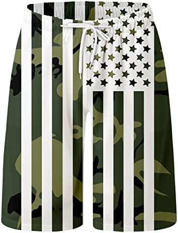 Патриотски трудови за пливање во бег, 4 -ти јули Американско знаме Печати за печатење на плажа, шорцеви за летни шорцеви на Денот на независноста