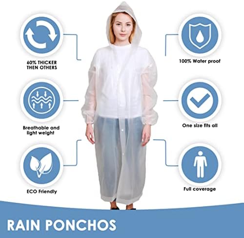 БП Тренц Пончос за дожд за возрасни 2 пакувања, мажи и жени од дожд, водоотпорни дождови пончо