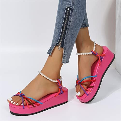 Гуфесф удобни сандали за жени, жени обични затворени пети сандали лето шулење на чевли од гроздобер клин сандали